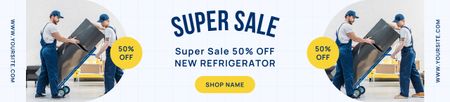 Workers are Loading Refrigerators for Sale Ebay Store Billboard Šablona návrhu