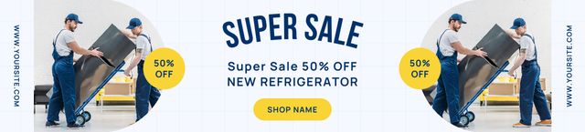 Modèle de visuel Workers are Loading Refrigerators for Sale - Ebay Store Billboard