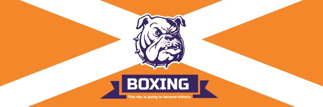 Boxing Match Announcement Bulldog on Orange Twitter Design Template