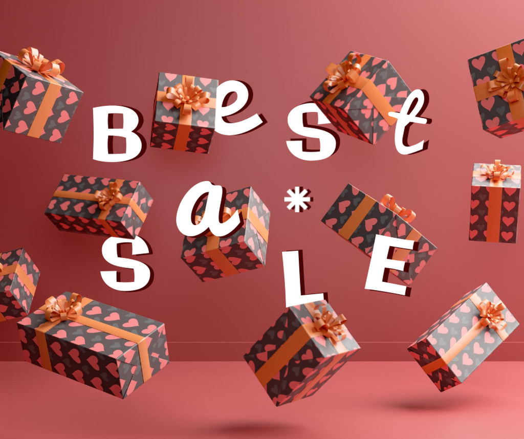 Designvorlage Winter Holiday Sale Announcement with Gifts für Facebook