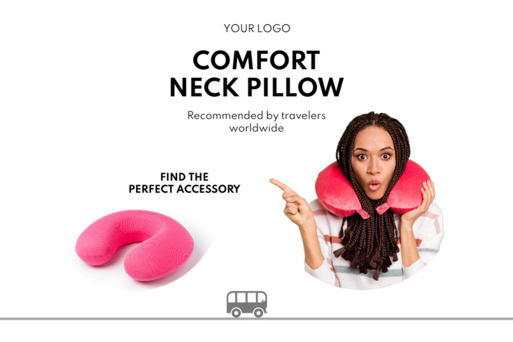 Perfect-fit Neck Pillow Offer For Bus Travel Flyer 4x6in Horizontal Design Template