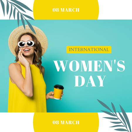 Woman in Bright Outfit on International Women's Day Instagram Design Template