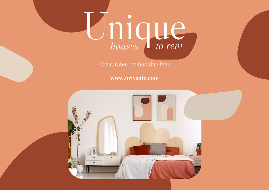 Unique Cozy House for Rent Poster B2 Horizontalデザインテンプレート
