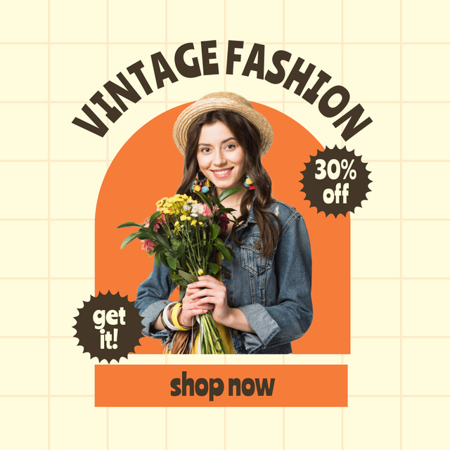 Vintage springtime fashion sale Instagram Design Template