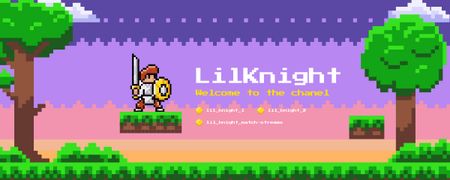 Knight Character in Game Twitch Profile Banner Design Template