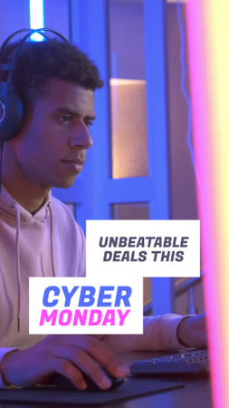 Cyber Monday prodej herních zařízení s hráčem TikTok Video Šablona návrhu