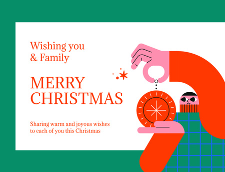 Plantilla de diseño de Saludo de Navidad con Buenos Deseos y Decoración Postcard 4.2x5.5in 
