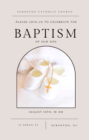 Modèle de visuel Baptism Ceremony Announcement with Christian Cross - Invitation 4.6x7.2in