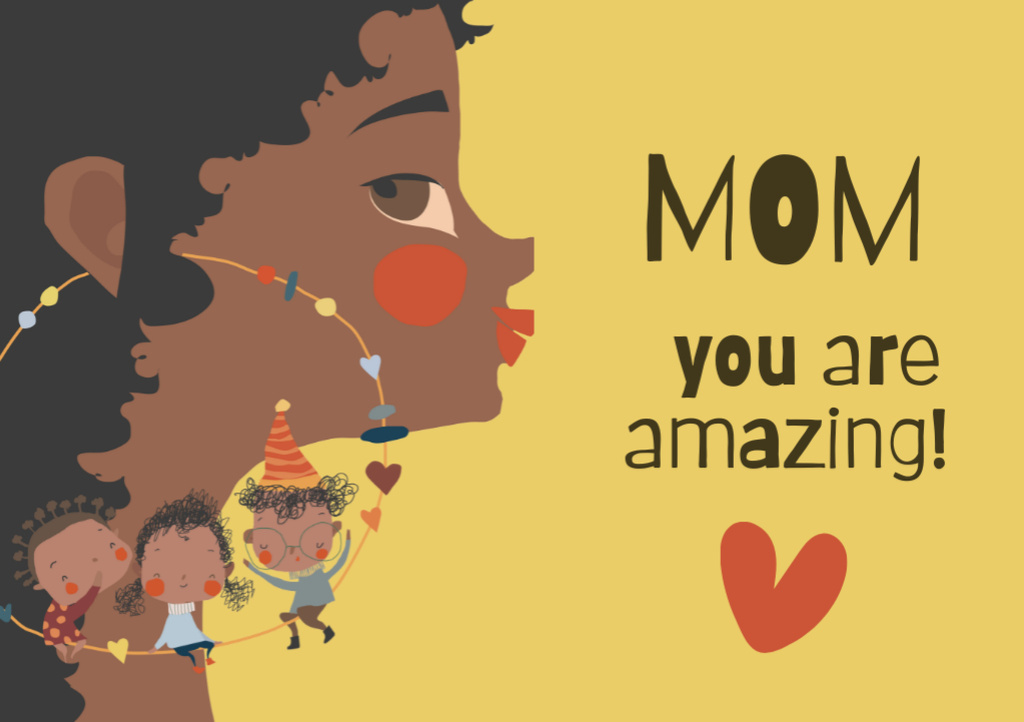 Cute Mother's Day Holiday Greeting Postcard A5 – шаблон для дизайну