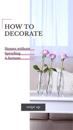 Home Decor ad with Roses in Vases Instagram Story Design Template