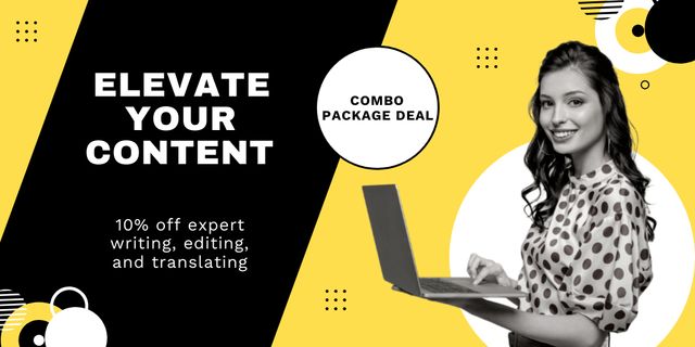 Designvorlage Elevating Content With Writing And Translating Service At Discounted Rates für Twitter