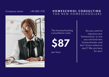 Home Education Services with Young Teacher Flyer A6 Horizontal Design Template