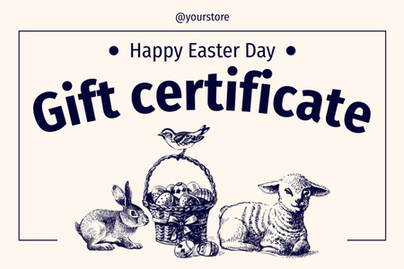 Happy Easter Day Announcement Gift Certificate Design Template