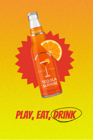 Tequila Drink in Bottle with Orange Slice Pinterest Design Template