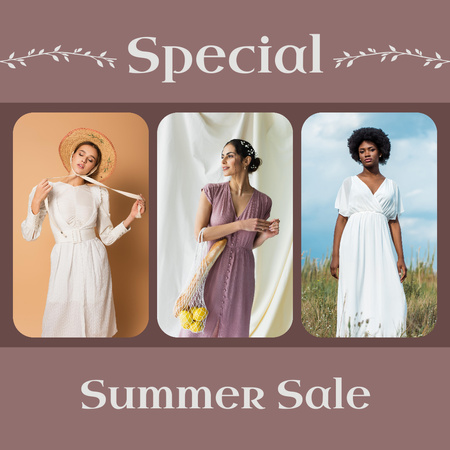 Special Summer Sale with Women in Tender Dresses Instagram Design Template