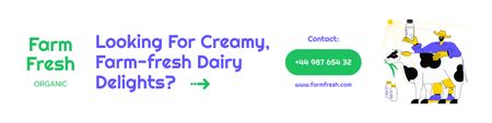 Nabídka čerstvých mléčných výrobků z biofarmy Twitter Šablona návrhu