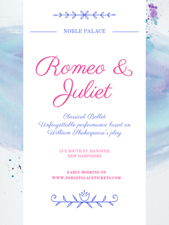 Designvorlage Ankündigung der Ballettaufführung von Romeo und Julia für Poster US