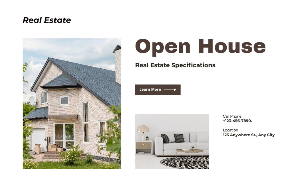 Ontwerpsjabloon van Title van Open House for Sale From Real Estate Firm