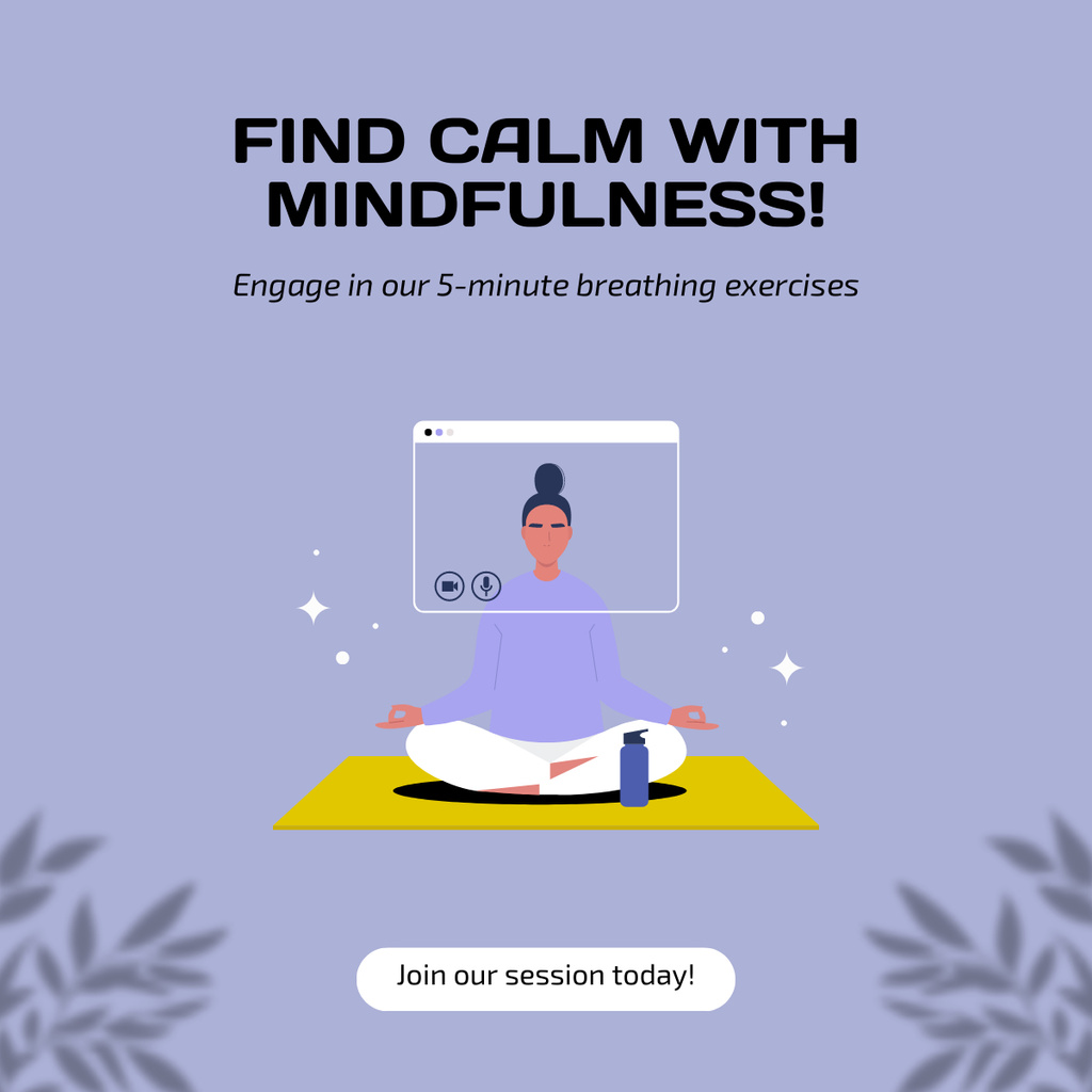 Exercises for Mental Health with Woman in Lotus Pose LinkedIn post Design Template
