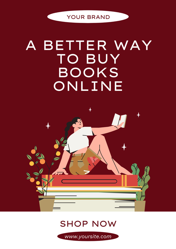 Platilla de diseño Online Sale Ad with Woman Reading Book Poster