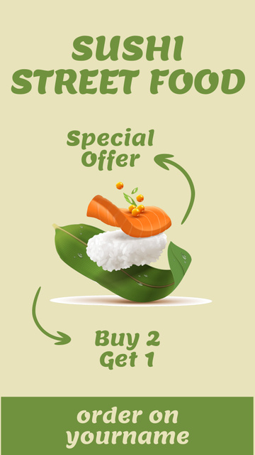 Plantilla de diseño de Street Food Ad with Offer of Delicious Sushi Instagram Story 