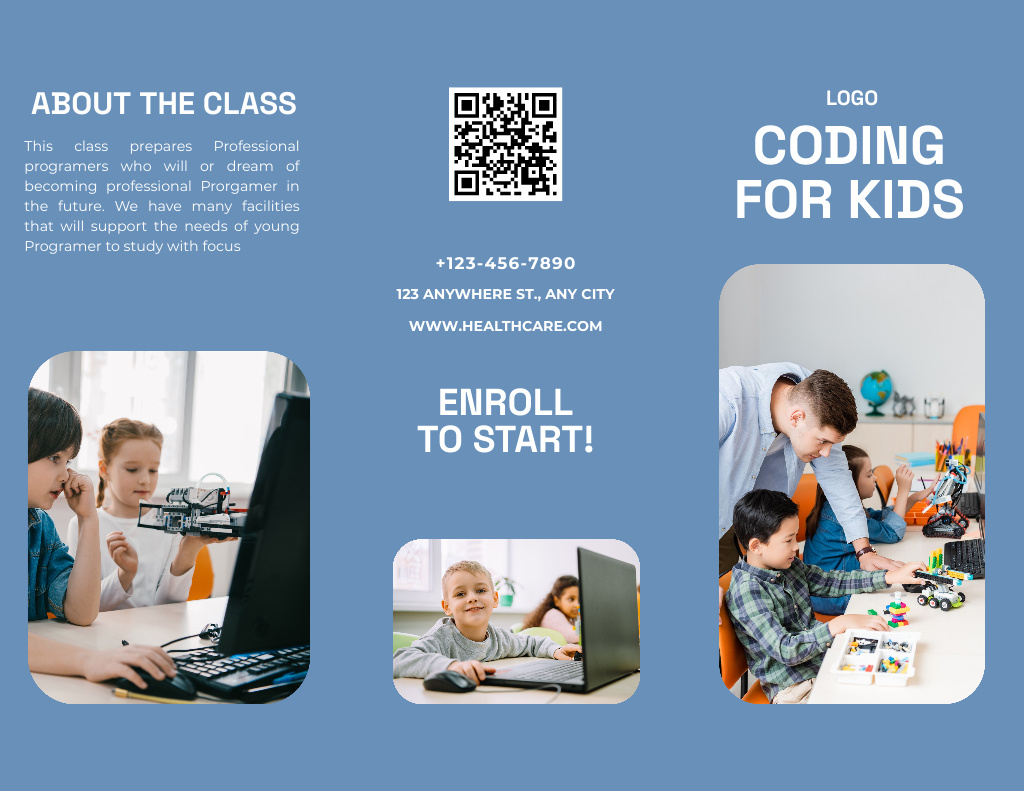 Offer Coding Classes for Kids Brochure 8.5x11in Design Template