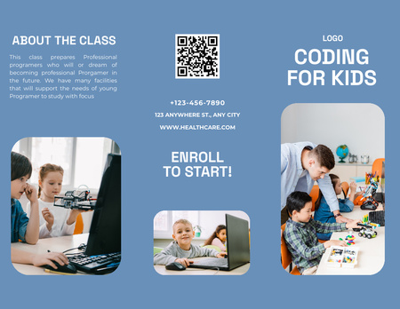 Ontwerpsjabloon van Brochure 8.5x11in van Bied codeerlessen voor kinderen aan