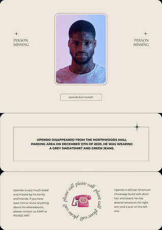 Announcement of Missing Man Poster Design Template