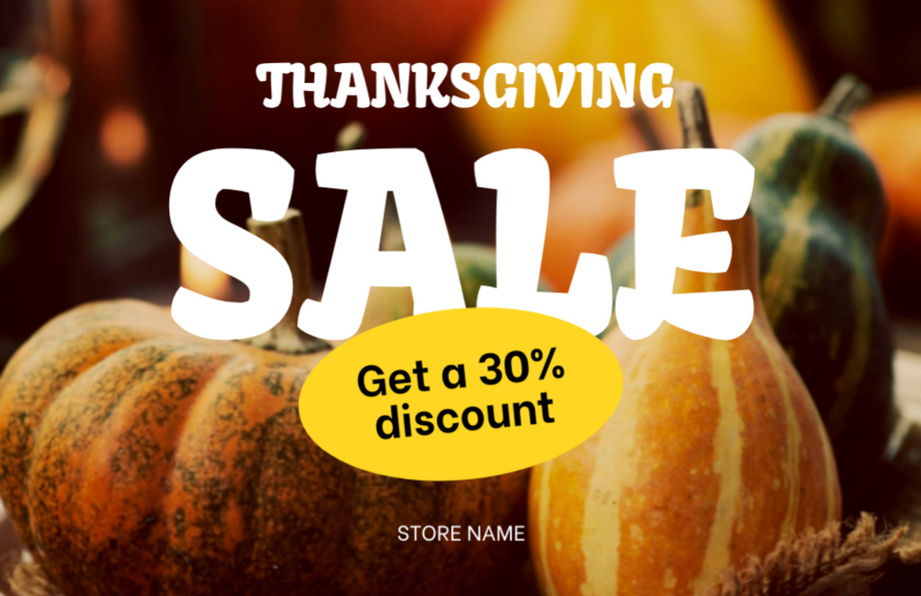 Awesome Thanksgiving Sale Offer With Pumpkins Flyer 5.5x8.5in Horizontal Design Template
