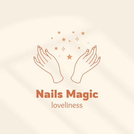 Ontwerpsjabloon van Logo van manicure aanbieding met illustratie van handen in sterren