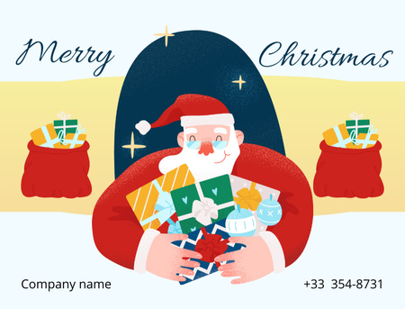 Christmas Holiday Greeting with Santa Postcard 4.2x5.5in Design Template