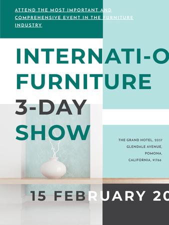 Furniture Show announcement Vase for home decor Poster USデザインテンプレート