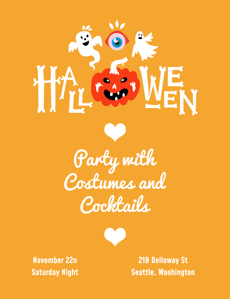 Plantilla de diseño de Halloween Scary Party Announcement Invitation 13.9x10.7cm 