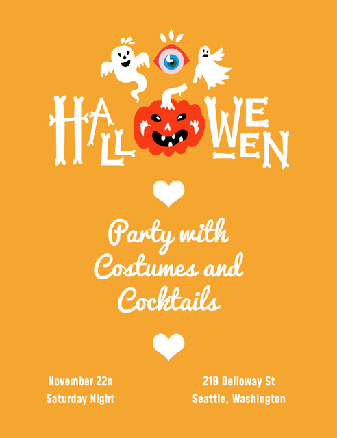Halloween Scary Party Announcement Invitation 13.9x10.7cm tervezősablon