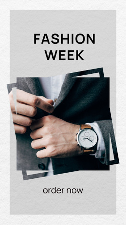 Ontwerpsjabloon van Instagram Story van fashion advertentie met man in stijlvol horloge