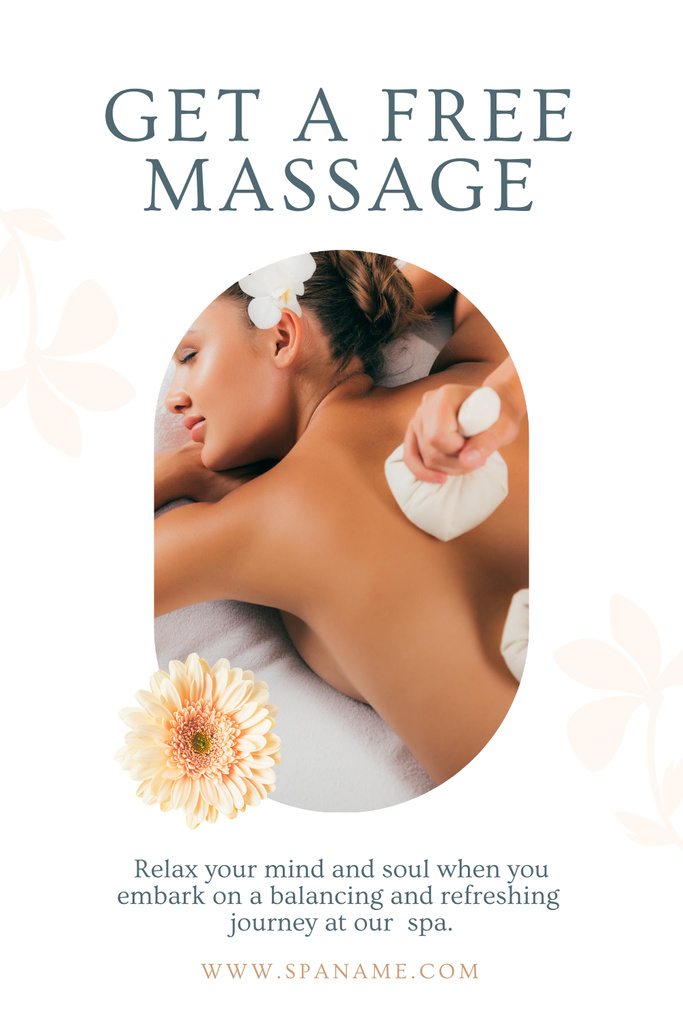 Designvorlage Free Massage Offer in Spa Salon für Pinterest