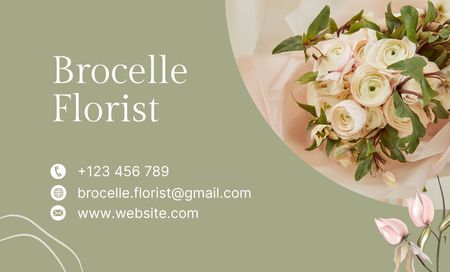 Florist Contact Information with Fresh Flowers Business Card 91x55mm Πρότυπο σχεδίασης