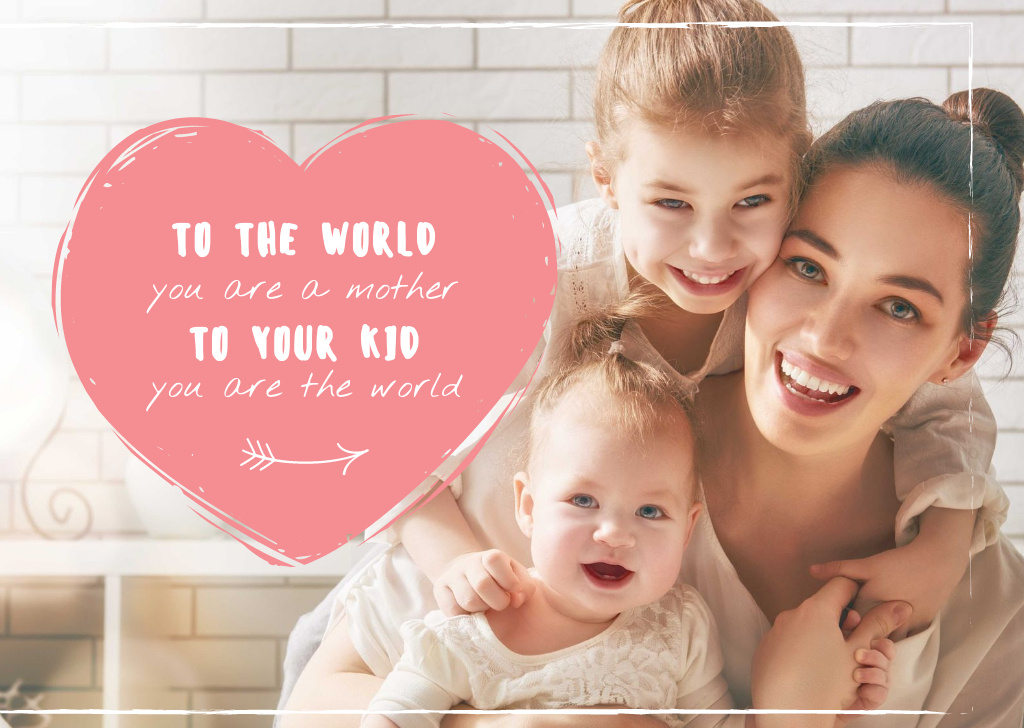 Modèle de visuel Mother with kids on Mother's Day - Postcard