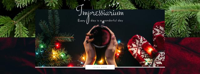 Woman holding cup with mulled wine Facebook Video cover Design Template