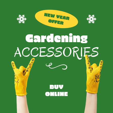 New Year Sale Offer with Garden Gloves Instagram Tasarım Şablonu