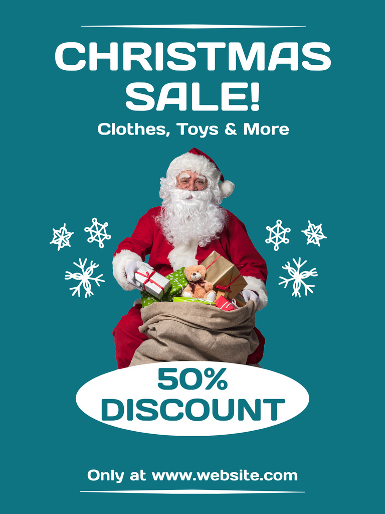 Santa Claus with Big Bag Full of Gifts Poster US – шаблон для дизайну