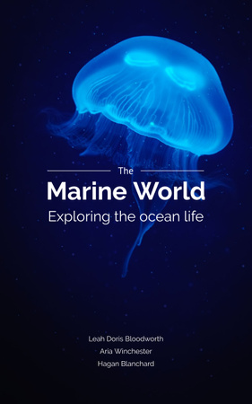 Ocean Life Exploring with Medusa Book Cover Design Template