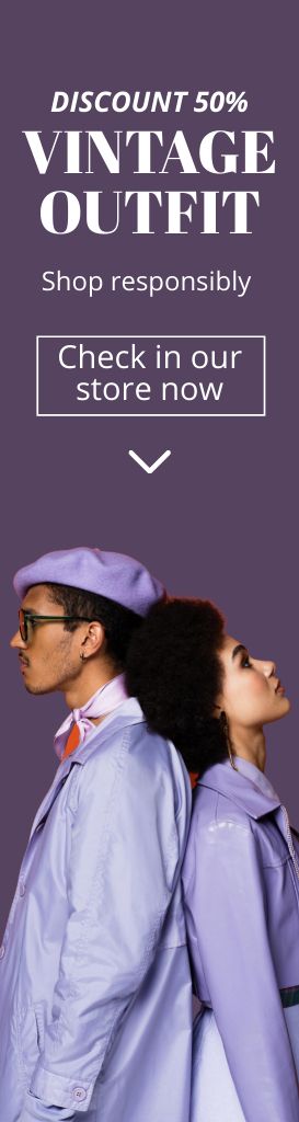 Modèle de visuel Pre-owned clothes vintage outfit purple - Skyscraper