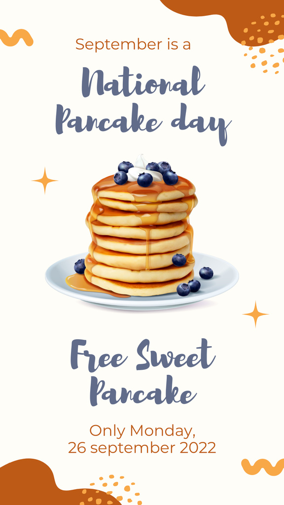 Pancakes with Honey and Blueberries Instagram Story Design Template