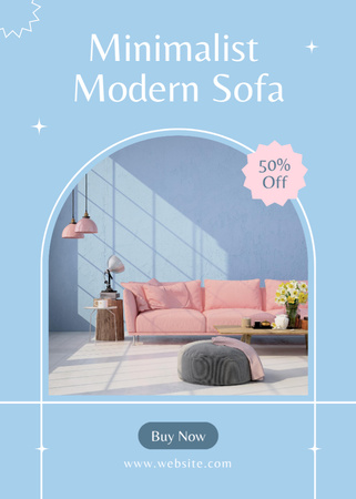Minimalist Modern Sofa in Pastel Shades Flayer Design Template