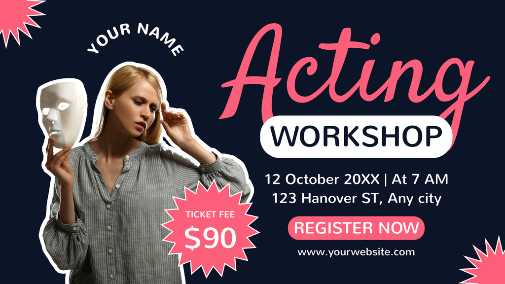 Sale of Tickets for Acting Masterclass FB event cover – шаблон для дизайна