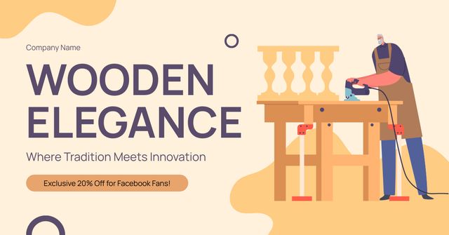 Experienced Carpenter Service With Discounts And Slogan Facebook AD Design Template