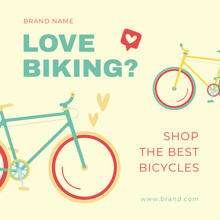 Oferta exclusiva de venda de bicicletas em amarelo Instagram Modelo de Design