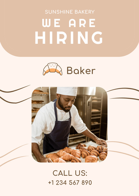 Template di design Poster hiring Baker Poster