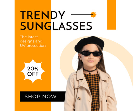 Designvorlage Rabatt auf Accessoires und Sonnenbrillen für Kinder für Facebook